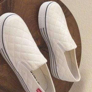 White fabric sneakers